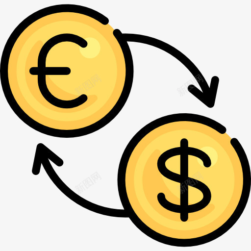 金色金币交换元素png免抠素材_新图网 https://ixintu.com 互换 光泽 卡通 商务 弧度 弯曲 质感 金色