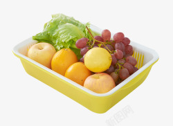 双层塑料黄色长方形洗菜篮高清图片