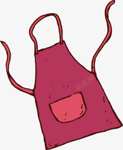 酒红色手绘围裙素材
