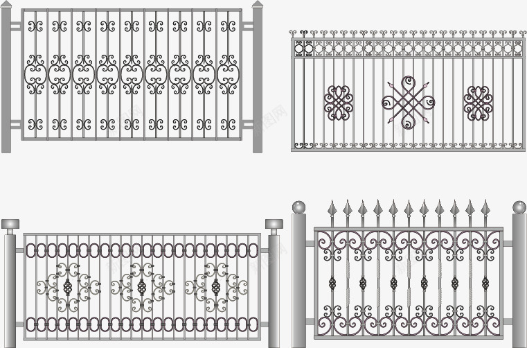 手绘栅栏护栏矢量图ai免抠素材_新图网 https://ixintu.com 手绘 栅栏护栏 装饰 铁艺 矢量图