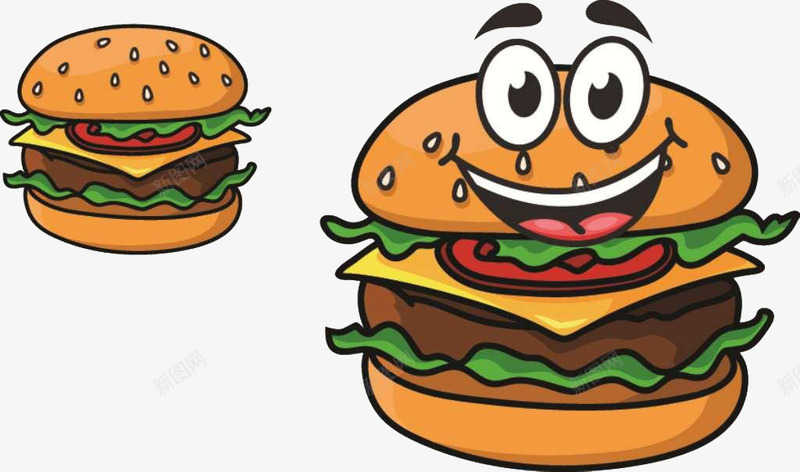 多层汉堡包png免抠素材_新图网 https://ixintu.com 动漫 卡通 快餐 手绘 汉堡