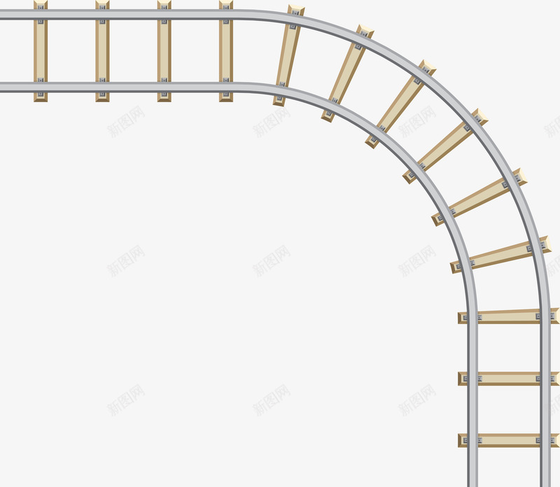 卡通弯曲轨道图png免抠素材_新图网 https://ixintu.com 动车轨道 弯曲轨道 手绘 枕木 火车轨道 火车轨道图 矢量轨道 轨道 轨道矢量图