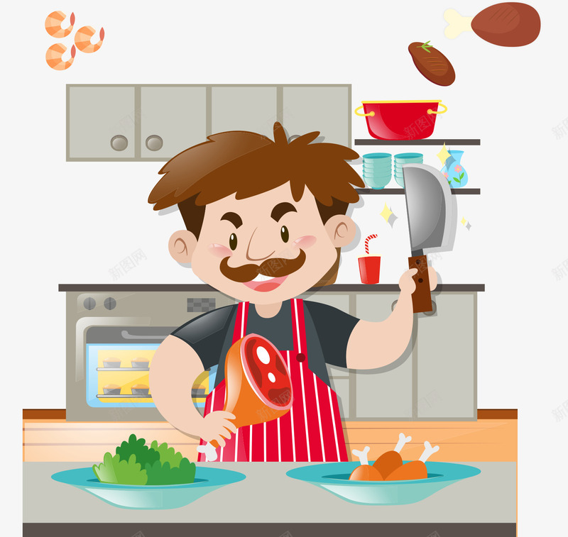 卡通厨师png免抠素材_新图网 https://ixintu.com 中式厨师 卡通厨师 卡通美食 厨师 厨房 大厨 美食 食材 饭店厨师
