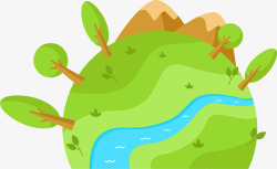 绿色卡通植物地球素材