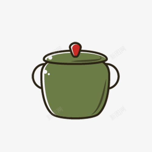 卡通小锅png免抠素材_新图网 https://ixintu.com 卡通小锅 厨房用品 手绘小锅 绘画 绿色小锅 罐子