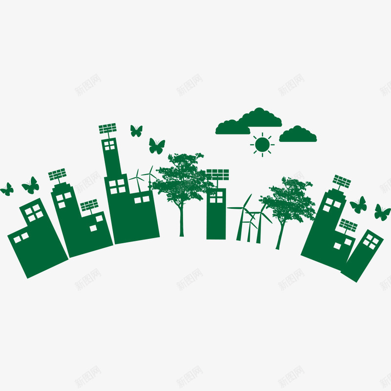 绿色环保爱护地球png免抠素材_新图网 https://ixintu.com 低碳环保 建筑 环保 绿色
