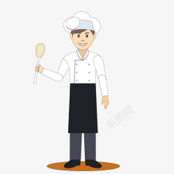 厨师扁平素材卡通创意厨房的厨师矢量图高清图片