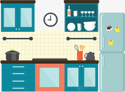 整体家装蓝绿色厨房整体橱柜高清图片