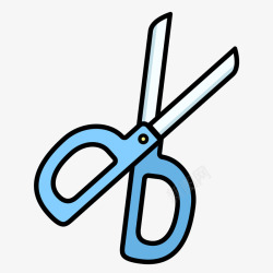 锋利剪刀蓝色手绘圆弧剪刀元素矢量图图标高清图片