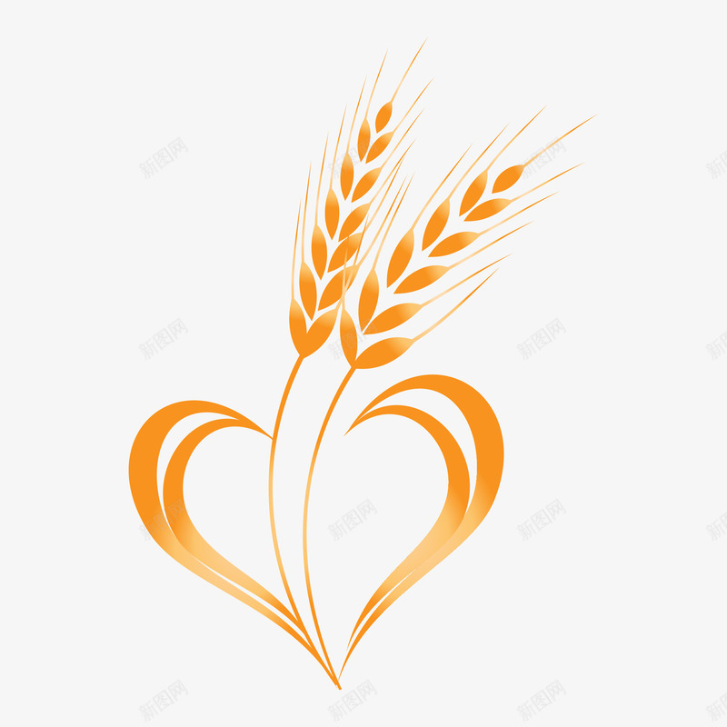 麦穗logo图标png_新图网 https://ixintu.com 心形 麦穗 麦穗logo 黄色