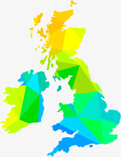 晶状低多边形英国地图高清图片