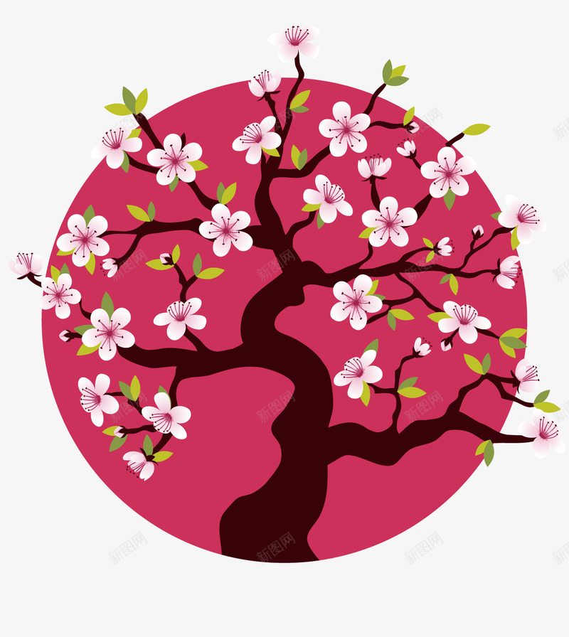 盛开的粉色樱花树png免抠素材_新图网 https://ixintu.com png图片 免费png 免费png素材 树木 植物 水彩 粉色 绿叶