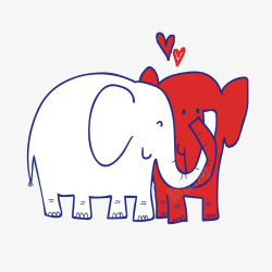 红白大象红白大象卡通爱情动物矢量图高清图片