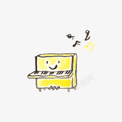 黄色卡通钢琴矢量图素材