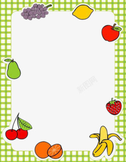 绿格子绿格子边水果框高清图片