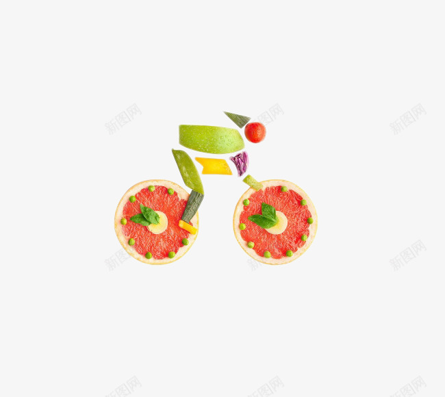 水果拼图自行车png免抠素材_新图网 https://ixintu.com 水果拼图 环保 绿色 自行车 蔬菜