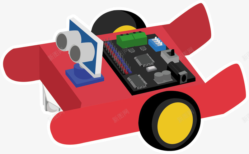 卡通智能小车png免抠素材_新图网 https://ixintu.com 卡通 小车 扁平化 智能