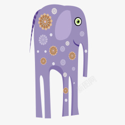 紫色质感卡通大象素材