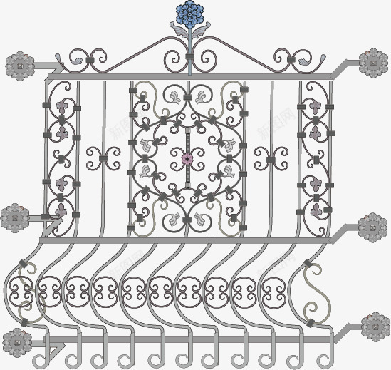 栅栏花纹矢量图ai免抠素材_新图网 https://ixintu.com 手绘 栅栏护栏 欧式花纹 铁艺 矢量图