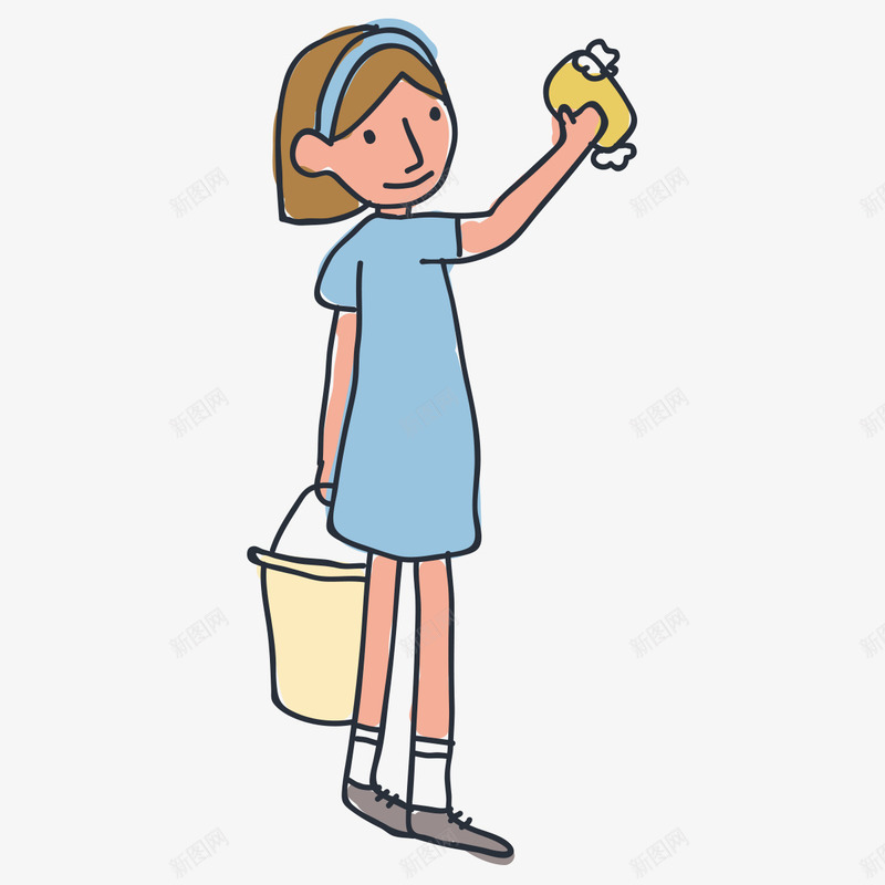 做家务的女孩png免抠素材_新图网 https://ixintu.com png图形 png装饰 女孩 家务 手绘 水桶 装饰