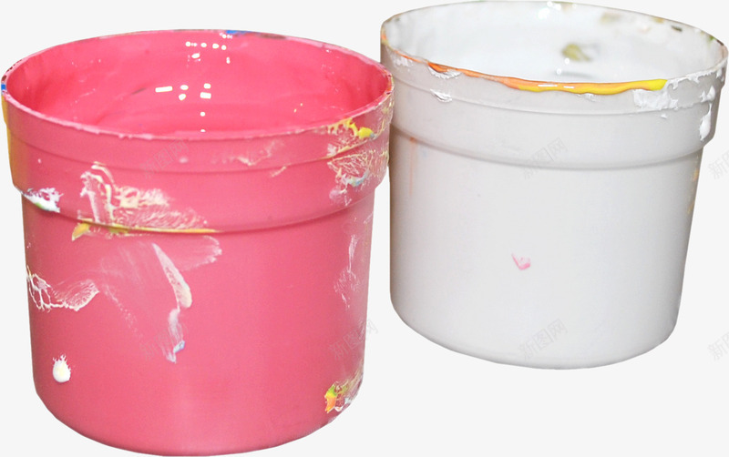 颜料桶装png免抠素材_新图网 https://ixintu.com 原料桶 桶 白色 粉色 颜料素材