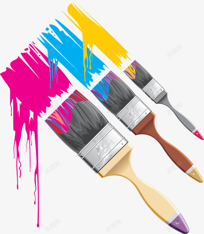 手绘颜料刷png免抠素材_新图网 https://ixintu.com 彩色 手绘 涂料 颜料刷