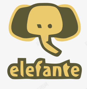 卡通手绘大象头logo装饰图案图标图标