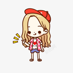 格子衬衫的女孩卡通女孩高清图片