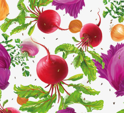 水彩大蒜手绘红色萝卜紫色洋葱黄色大蒜头高清图片