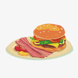 烟肉手绘汉堡包高清图片