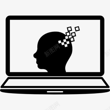 笔记本电脑的屏幕和人体头部图形图标图标