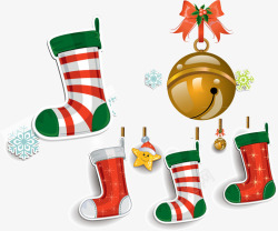 袜子铃铛星星圣诞节矢量图素材