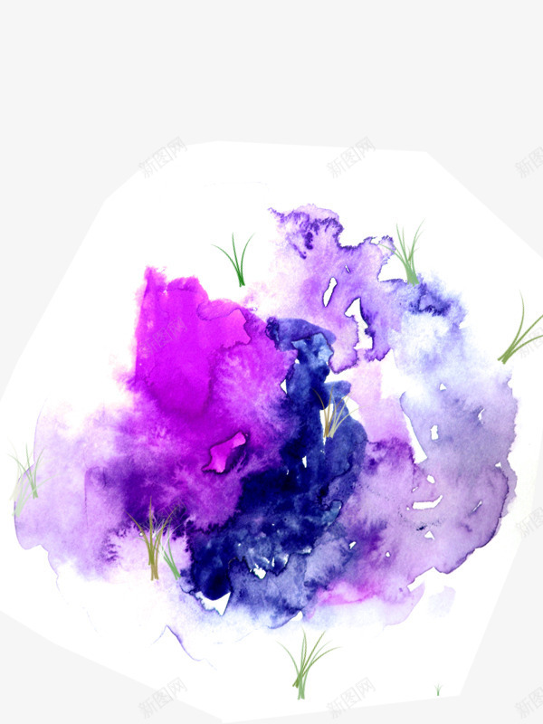紫色多色渲染花卉png免抠素材_新图网 https://ixintu.com 国风 抽象 渲染 紫色 花卉