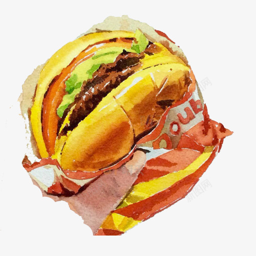 汉堡包手绘画片png免抠素材_新图网 https://ixintu.com 夹肉 快餐 手绘美食 汉堡