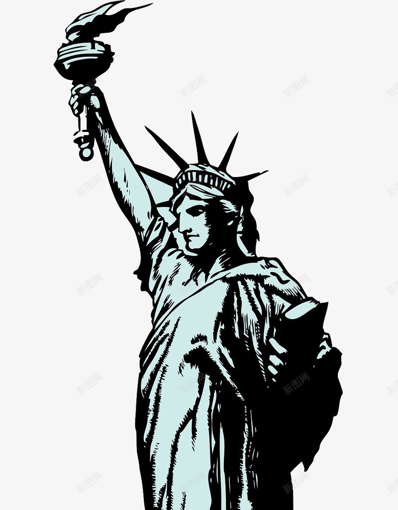 举火炬的女神像png免抠素材_新图网 https://ixintu.com 岛 旅游 海港 纽约 自由女神像