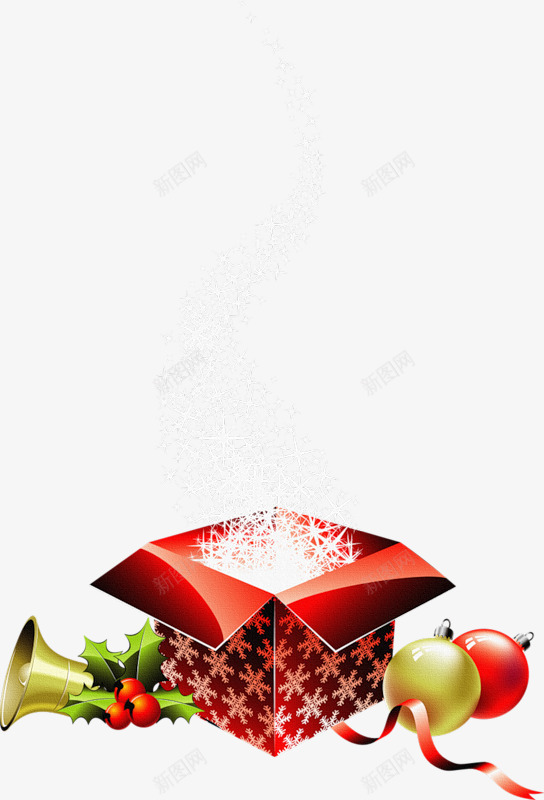 红色礼物盒和金色铃铛png免抠素材_新图网 https://ixintu.com 礼物 红色 金色 铃铛
