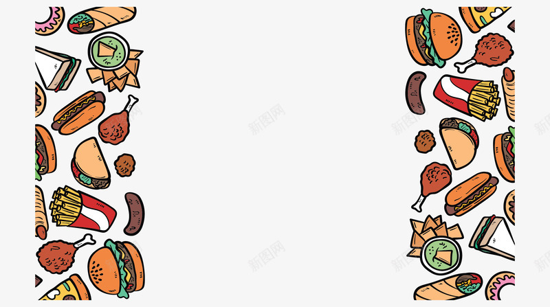 美味卡通快餐美食矢量图ai免抠素材_新图网 https://ixintu.com 快餐 快餐美食 汉堡 矢量png 美味快餐 薯条 矢量图