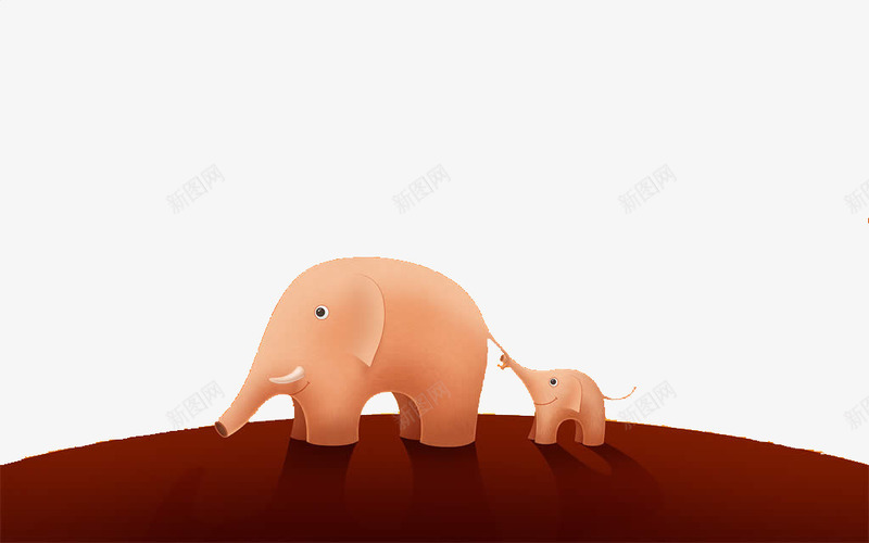 两只长鼻象png免抠素材_新图网 https://ixintu.com 两只象 卡通象 大象 长鼻象