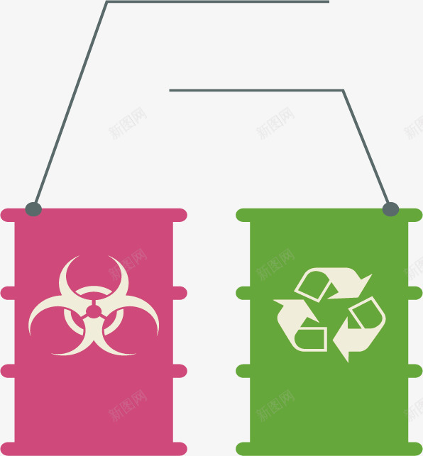 双色垃圾桶对比图表图标png_新图网 https://ixintu.com 信息图表 可回收 垃圾桶 对比图表 演讲图标 矢量素材