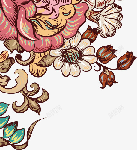 花朵边角装饰png免抠素材_新图网 https://ixintu.com 中国风 精美花纹 花纹 蓝色花纹 边角装饰