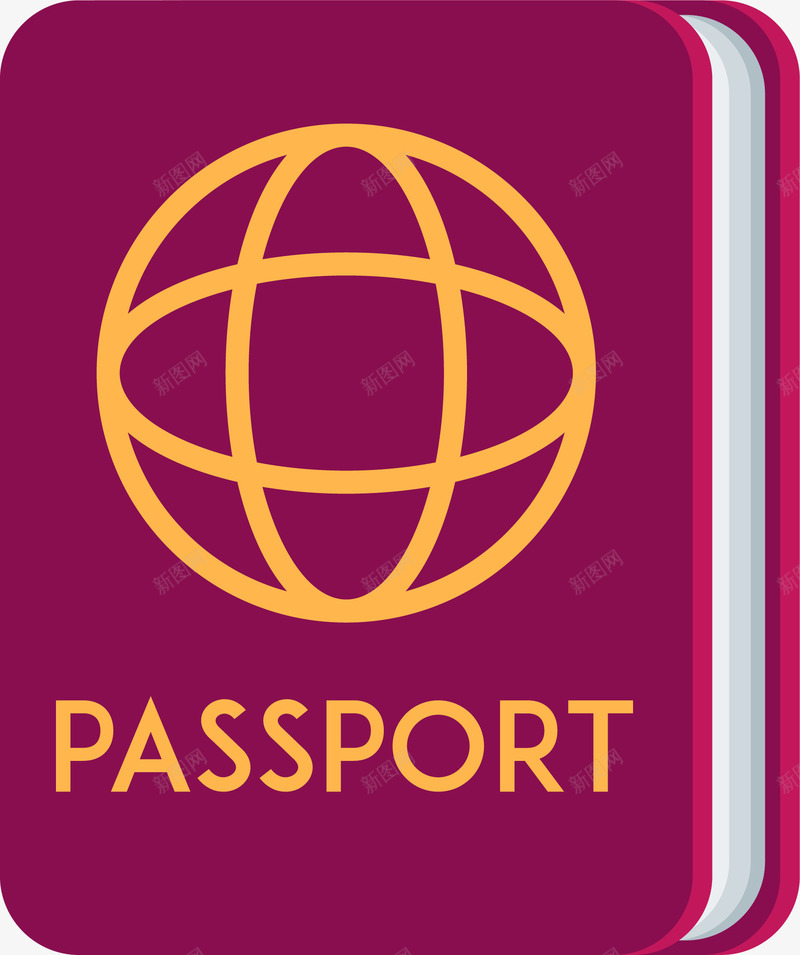卡通紫红色护照png免抠素材_新图网 https://ixintu.com 卡通 扁平化 护照 旅行物品 矢量图案 紫红色