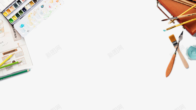 画笔颜料png免抠素材_新图网 https://ixintu.com 本子 画画工具 画笔 颜料