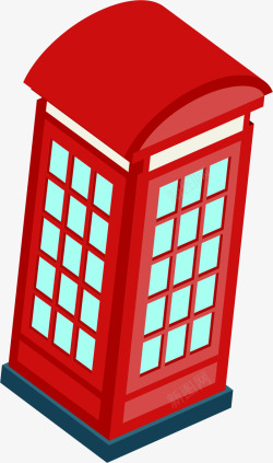 扁平化电话亭卡通红色电话亭高清图片