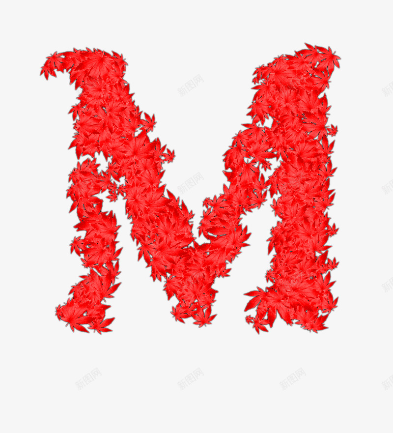 叶子字母Mpng免抠素材_新图网 https://ixintu.com 创意 叶子 手绘 简图 红色的 英文大写字母