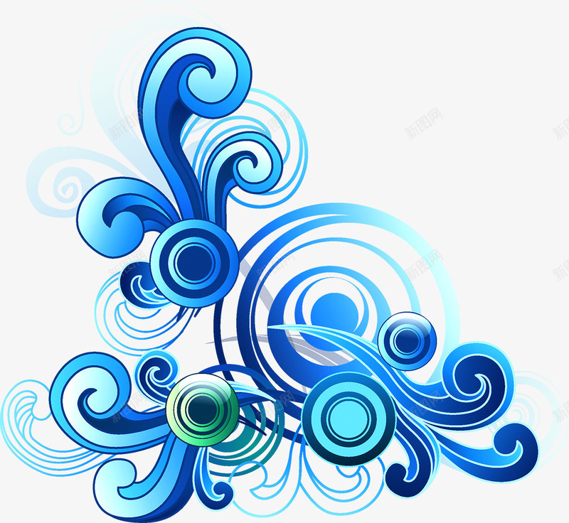 花纹边角装饰png免抠素材_新图网 https://ixintu.com 花纹 花边 蓝色 装饰 边角
