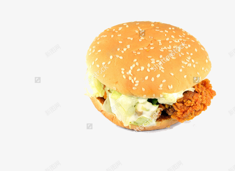 一个汉堡png免抠素材_新图网 https://ixintu.com 午餐 快餐 汉堡包 鸡排