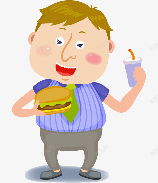 吃汉堡的男人png免抠素材_新图网 https://ixintu.com 可乐 帅气的 快餐 插图 汉堡 男人 贪吃的 领带