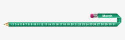 绿色铅笔2018年三月日历矢量图素材