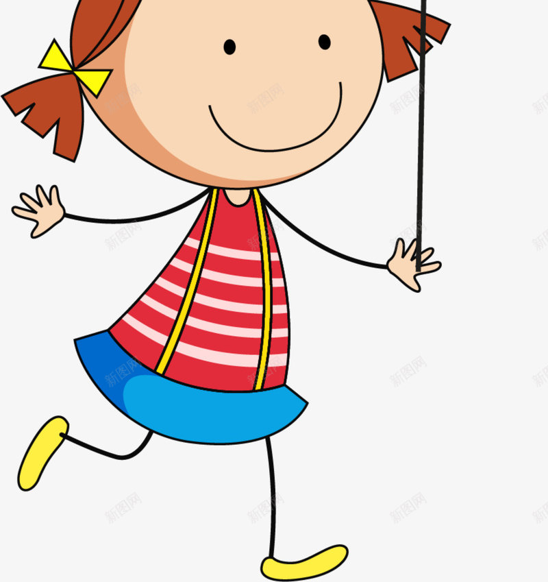 儿童节牵着气球的女孩png免抠素材_新图网 https://ixintu.com 儿童节 卡通女孩 开心 牵着气球的女孩 童趣 黄色气球