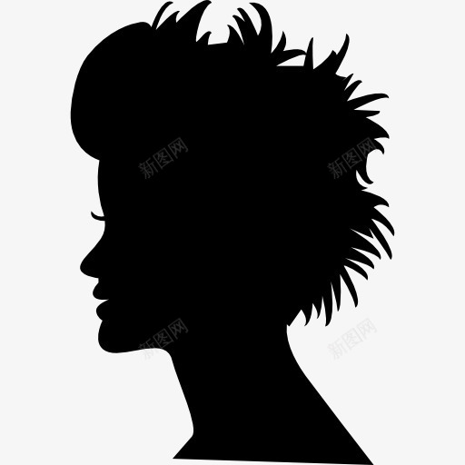 头部轮廓的短头发图标png_新图网 https://ixintu.com 人的剪影 侧面 头 头发 头发形状 形状 短头发 美发 黑色